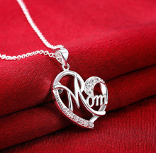 Load image into Gallery viewer, Letter MOM Heart Shape Inlaid Crystal Pendant Necklace Gift for Mother