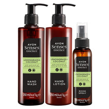Load image into Gallery viewer, Avon Senses Essence Lemongrass & Coconut Bathroom Trio - Set