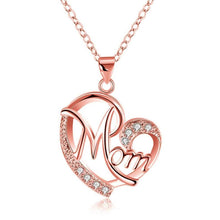 Load image into Gallery viewer, Letter MOM Heart Shape Inlaid Crystal Pendant Necklace Gift for Mother