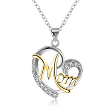 Load image into Gallery viewer, Letter MOM Heart Shape Inlaid Crystal Pendant Necklace Gift for Mother