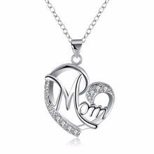 Load image into Gallery viewer, Letter MOM Heart Shape Inlaid Crystal Pendant Necklace Gift for Mother
